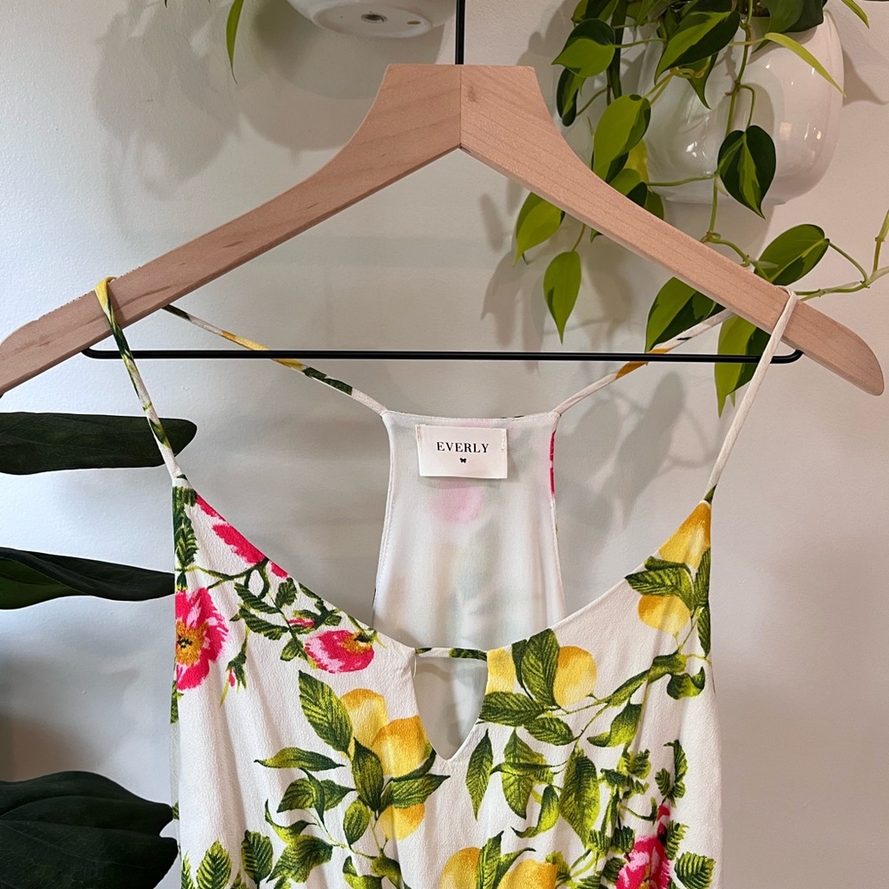 Everly Lemon Floral Spaghetti Strap Maxi Dress Size S Summer Garden Party - Picture 4 of 7